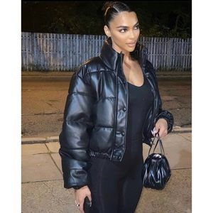 ZARA FAUX LEATHER PUFFER JACKET